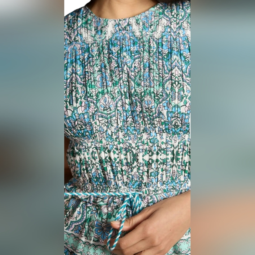 Shoshanna Blue Green Paisley Tiered Midi Dress - Picture 9 of 15